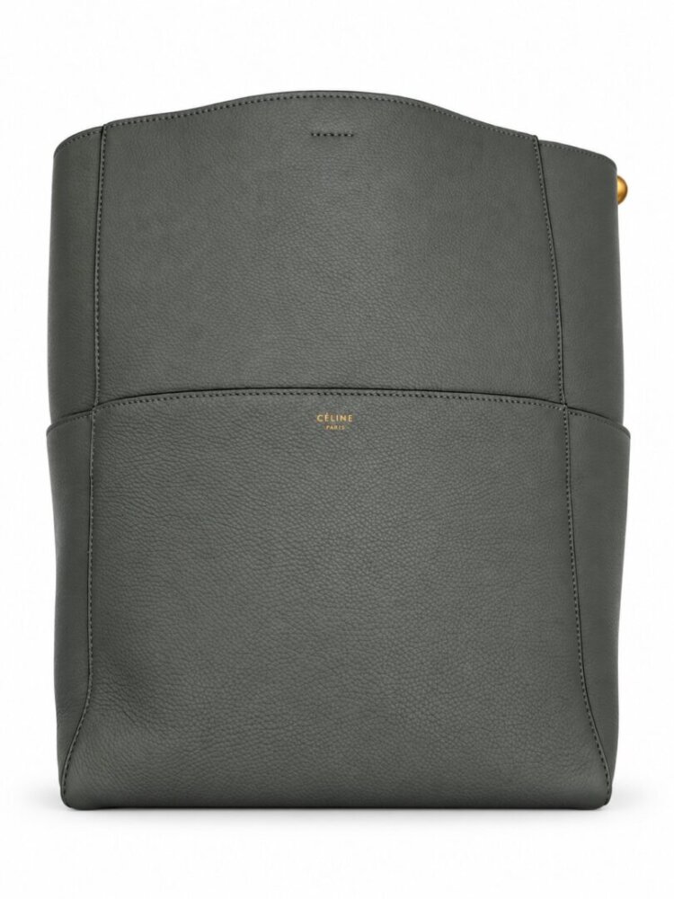 Celine Soft Grained Calfskin Sangle Bucket Bag Grey - Image 2