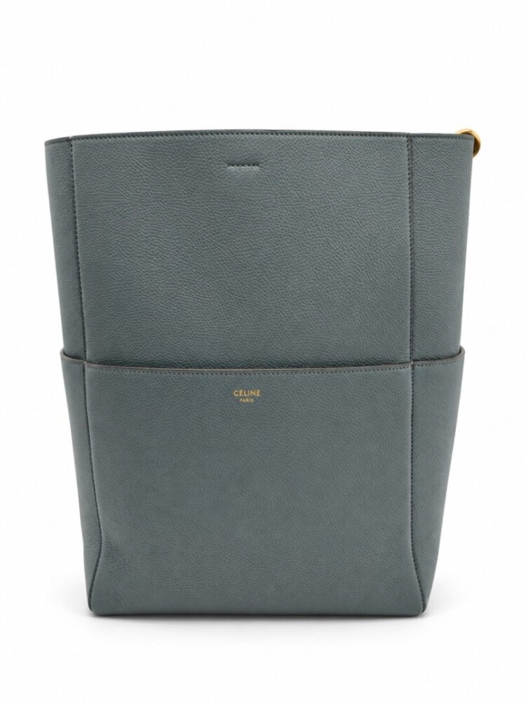 Celine Soft Grained Calfskin Sangle Bucket Bag Grey