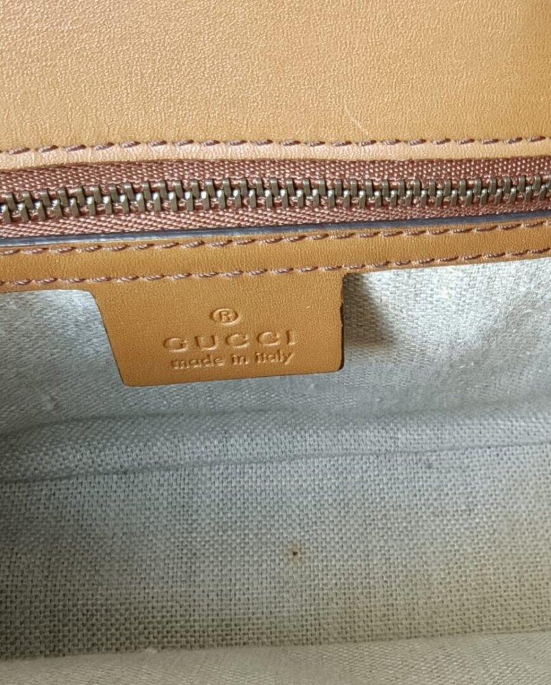 Gucci Monogram Small Lady Web Shoulder Bag Beige Cuir - Image 9