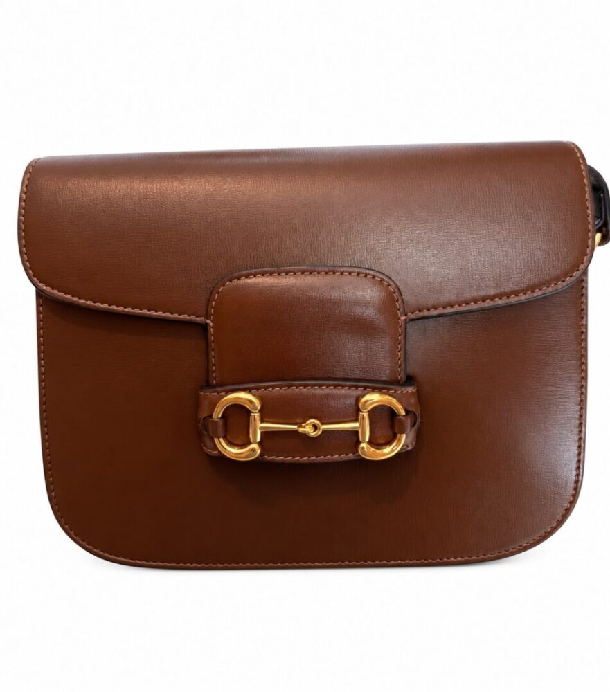 Gucci Azalea Calfskin Horsebit 1955 Shoulder Bag Brown Sugar