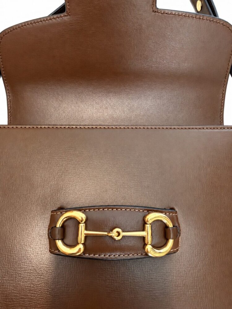 Gucci Azalea Calfskin Horsebit 1955 Shoulder Bag Brown Sugar - Image 8